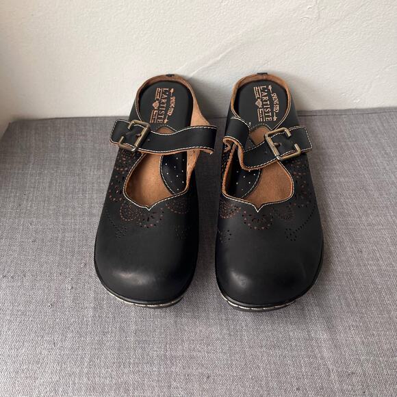 L'Artiste Spring Step ANERIA Clogs Women Size 41 US 9.5 Black Leather Boho Shoes - Picture 1 of 9